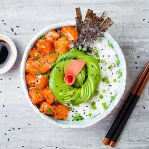 Saumon,avocat,riz vinaigre
